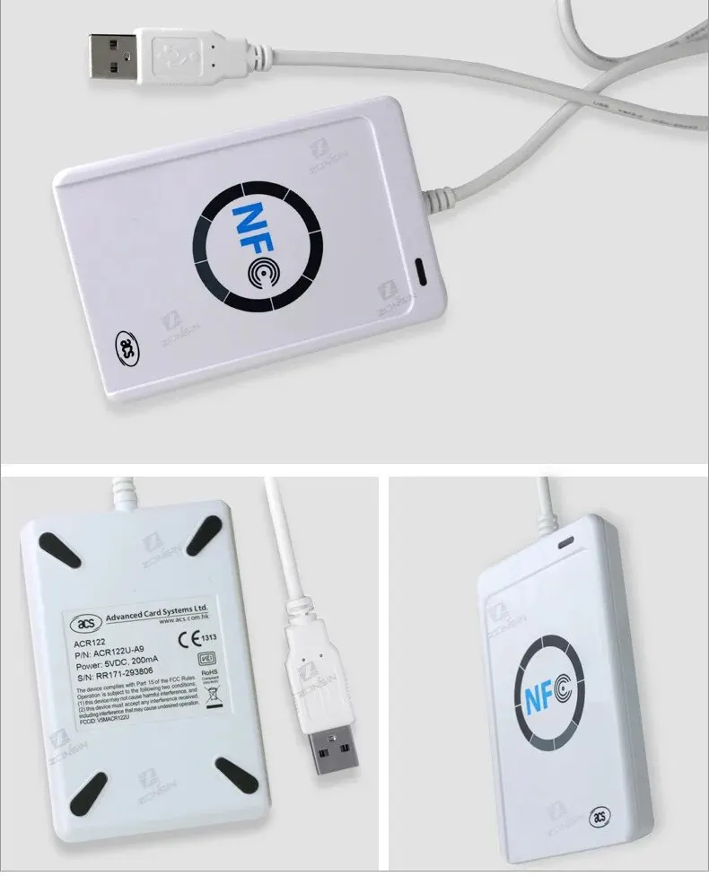 USB ACR122U Kontaktlose Smart Card ACR-122U Zugangskarten-Kopierleser IC Property Elevator Decryption Copy Machine 13,56 MHz