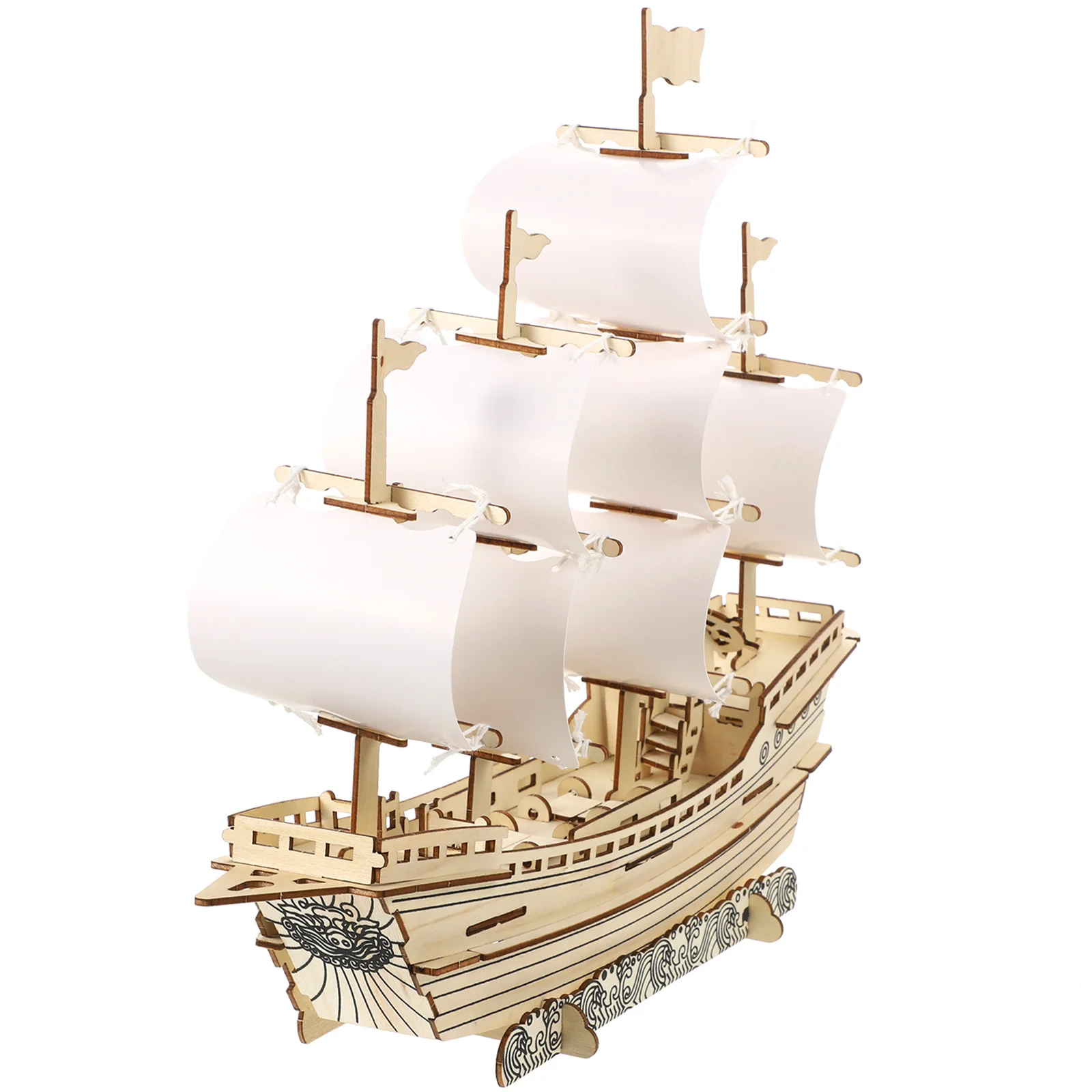 Sailboat Decor 3D Sailing Jigsaw Puzzle Puzzles for Adults Models to Build Lifelike Wood