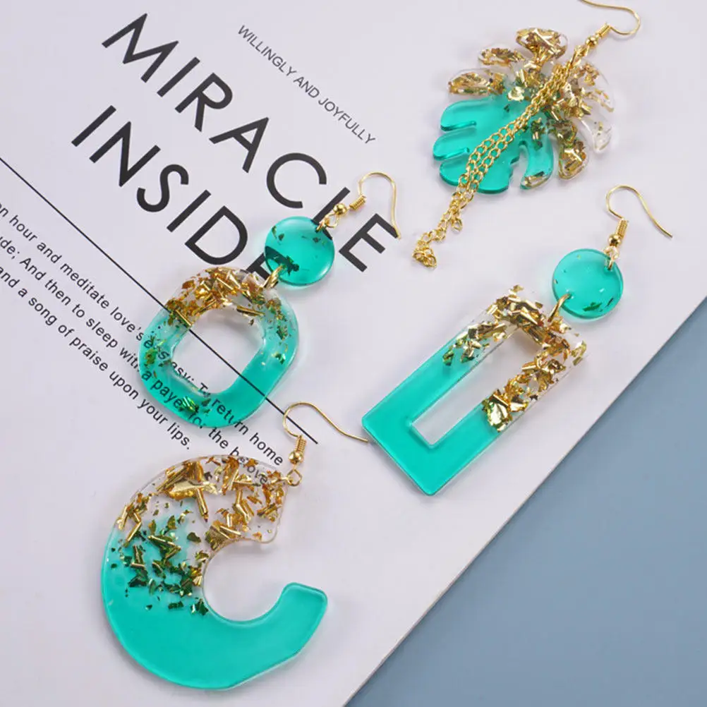 2pcs Silicone Pendant Mold for Resin Earrings DIY Craft Kit – Dry Flower, Glitter, Pearl, Pigment, Sequins