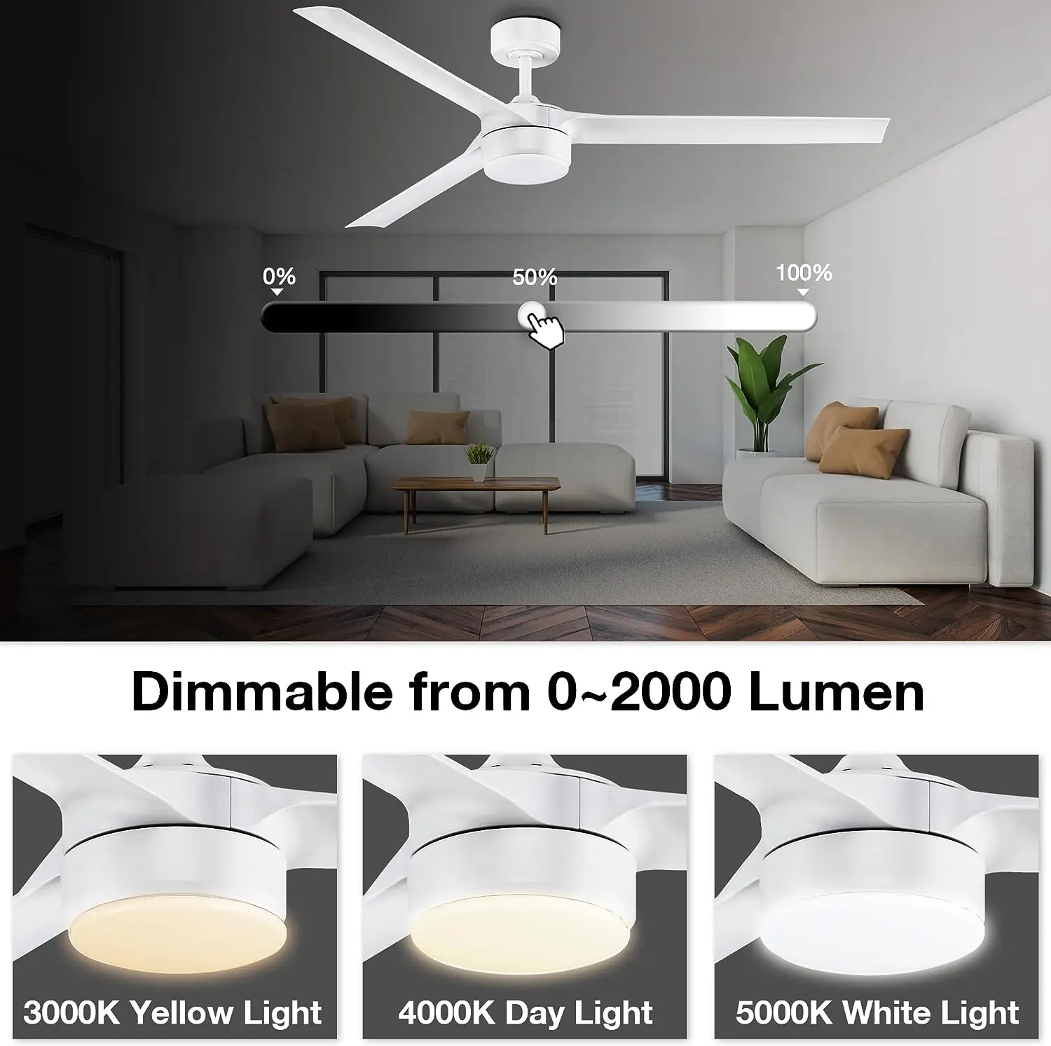 Casa moderna decorativa 52 Polegada ventilador de teto luz 6 velocidade vento ultra silencioso remoto durável metal elétrico disponível branco preto