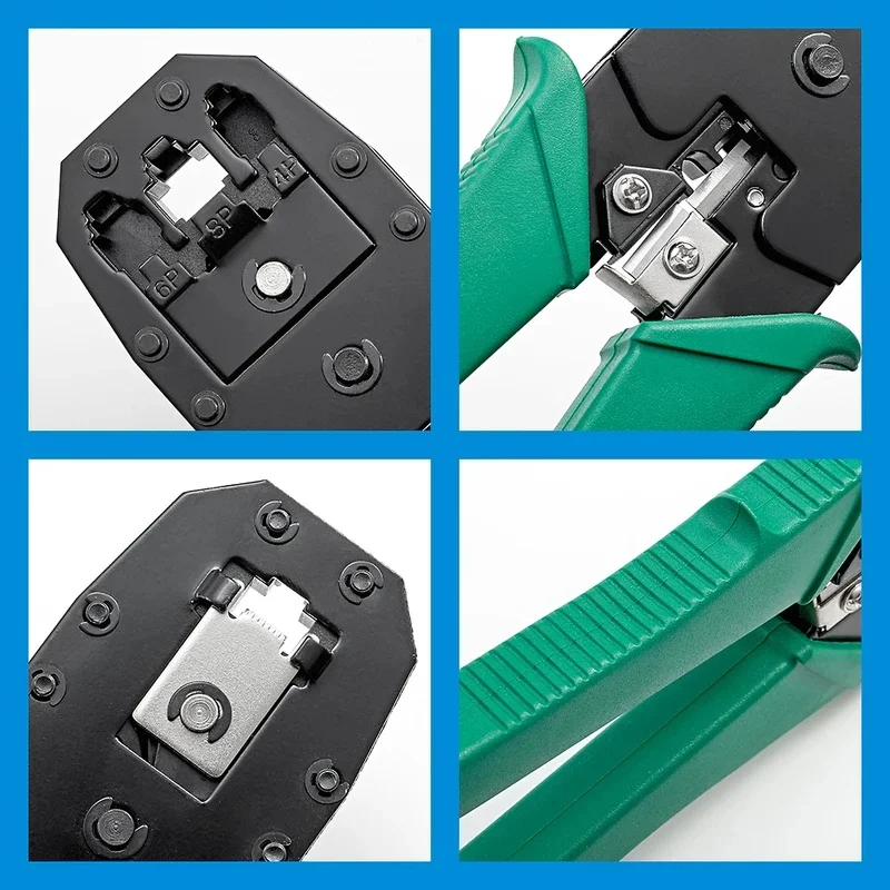 RJ45 RJ11 RJ12 Crimping Tool, 4P 6P 8P Ethernet LAN Cable Crimper Cutter Stripper Pliers for Network Connectors - view 2