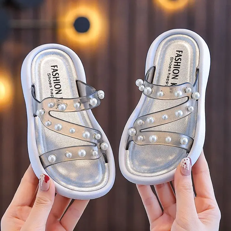 

Новые милые прозрачные тапочки для девочек с кристаллами, противоскользящие, с мягкой подошвой, для дома и улицы