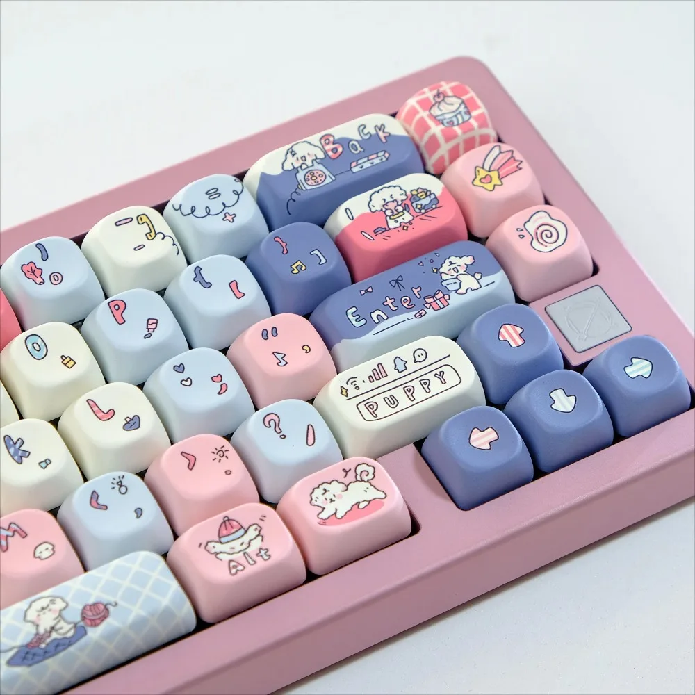 First Love Recovery Milk Theme Keycap Set 130Keys PBT Custom Cute Pink Girl Cherry Profile Game Key Cap for Mechanical Keyboard