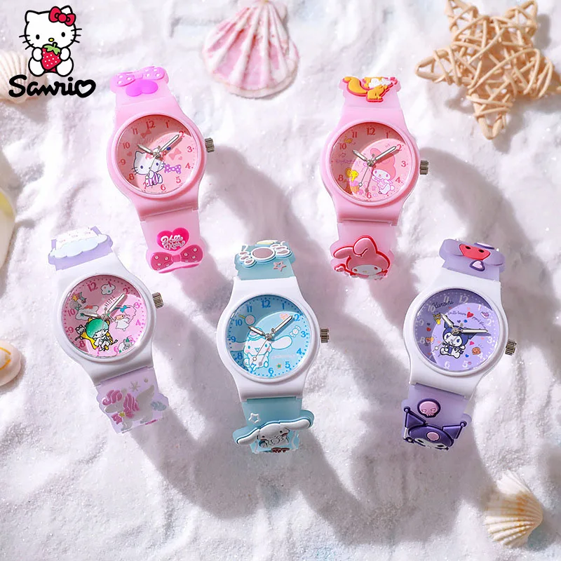 Sanrio Wrist Watch Cinnamoroll Quartz Watchband Y2K Hello Kitty Waterproof Watch Kuromi Clock My Melody Girl Gift Kid Anime Toy