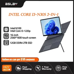 Tablets Intel Core i3-1220p N100 2 in 1 16inch 12GB RAM 2TB SSD Touchscreens HD Camera Window 11 Portable Gaming Laptop PC