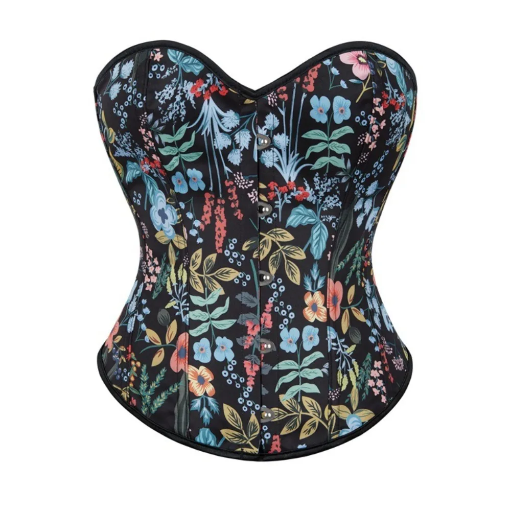 

Sexy Floral Print Corset Overbust Corselet Women Corsets and Bustiers Gothic Corset Tummy Control Slimming Belt Lace Up Shaper