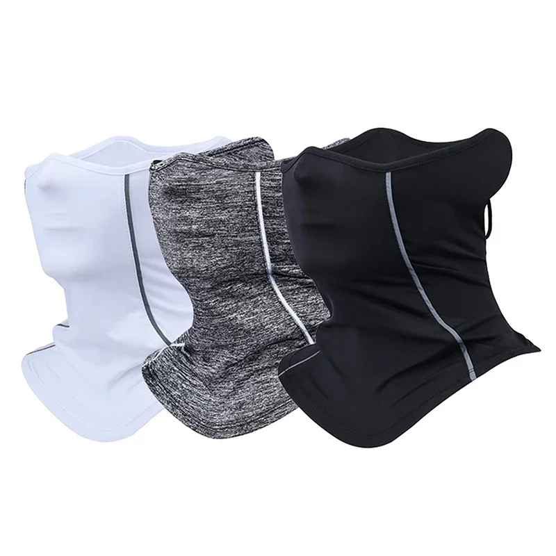 Reflective Nigh Riding Half Face Mask Summer Silk Sunscreen Dust-proof Neck Collar Scarf Sports Bandana Men Women Cycling Mask