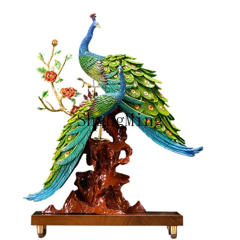 

ZYY Fugui Double Full Brass Peacock Ornament Home Entrance Living Room Ornament