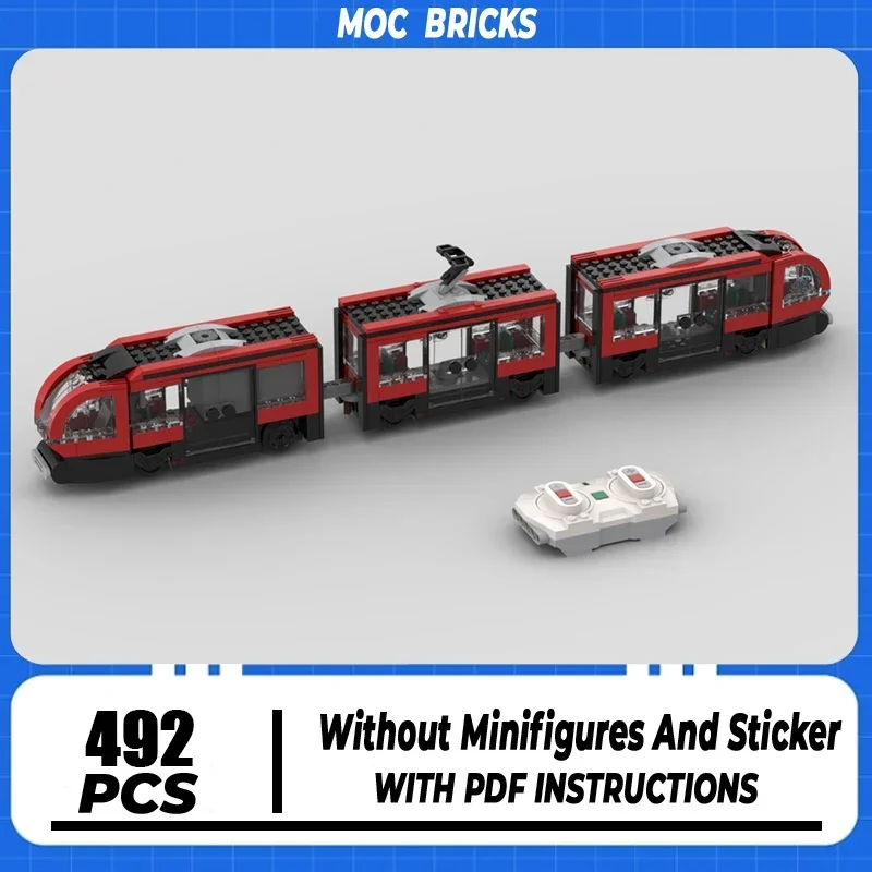 

Moc Building Blocks Downtown Tram Motorized with Powered UpTechnology Brick DIY Assembly Construction Toy Holiday Gifts