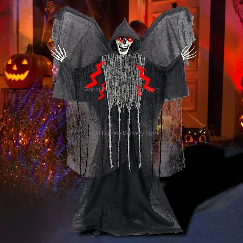 

Halloween Horror Skull Standing Wings Ghost Haunted House Big Standing Nigga Electric Induction Glow Sound Thriller
