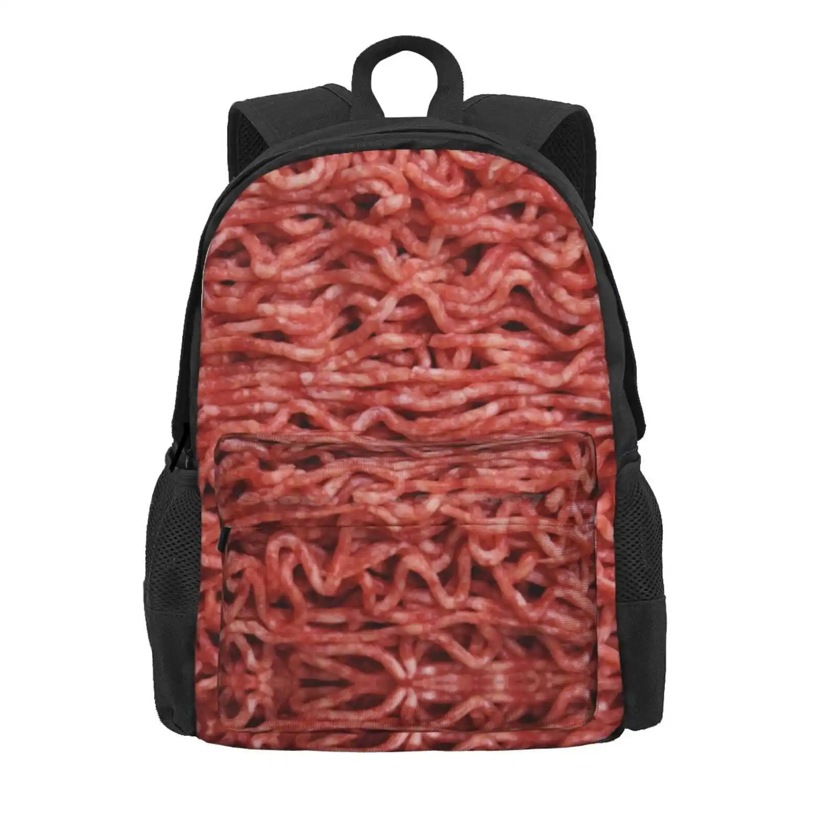 Real Minced Meat Hot Sale Schoolbag Backpack Fashion Bags Carnivorous Carnivore Food Minced Meat Pattern Weird Realism Realistic