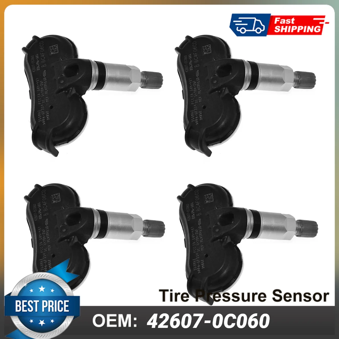 4PCS TPMS Tire Pressure Monitor Sensor 42607-0C060 426070C060 For Toyota Tundra 2007-2011