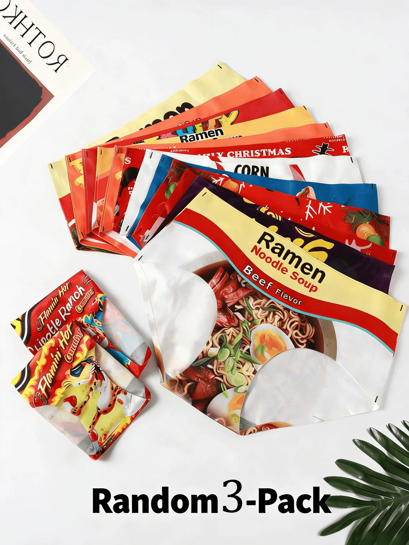 Random 3-pack cute candy-colored funny cartoon print stretchy breathable seamless women's triangle underwear