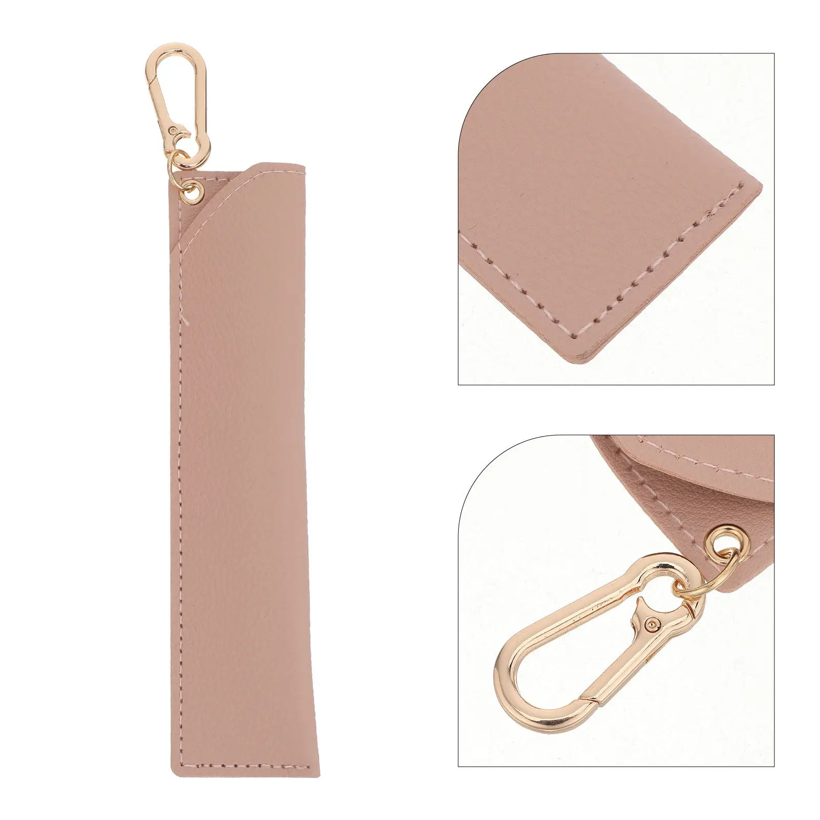 2Pcs Pencil Pouch Double Pen Sleeve PU Pink Stylish Organizer for Stylus Ballpoint Pens Office Home Travel Holder