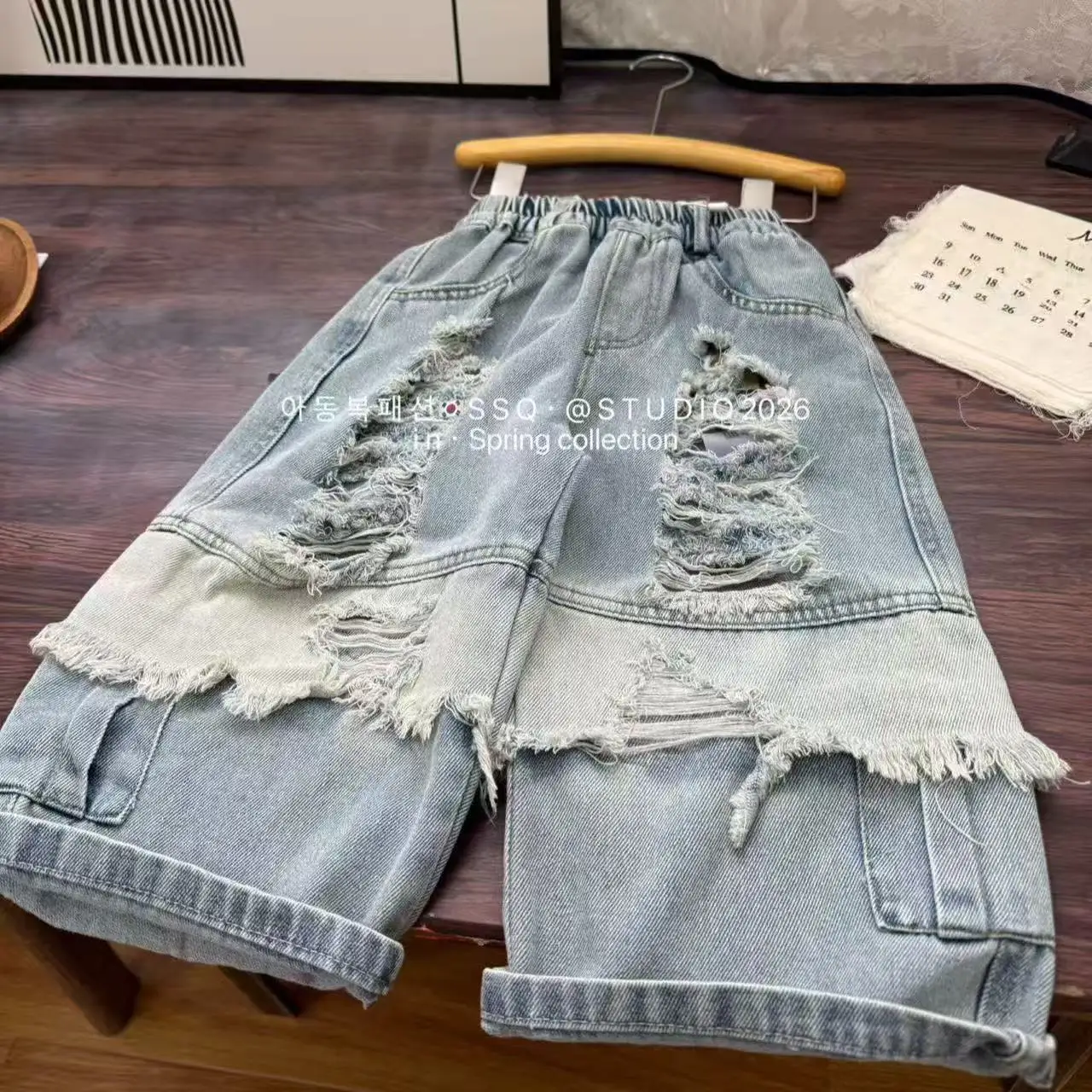 

Boys' Personalized Jeans Children's Ripped Jeans Boys' Spring and Autumn Casual Pants