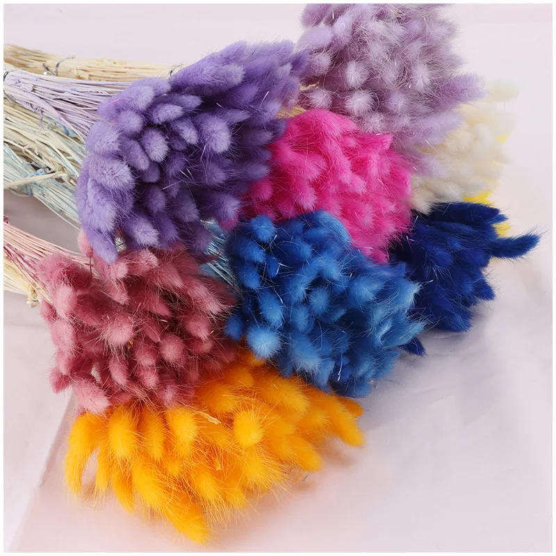 50pcs Dried Flower Rabbit Tail Grass Bouquet Wedding Home Party Desktop Fluffy Pampas Diy Flower Arrangement Decoration