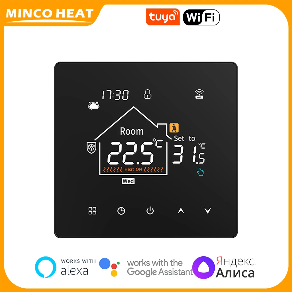 Minco Heat  Humidity and Weather Functions Tuya WiFi Smart Floor Heating Thermostat 3A/16A for Water/Gas Boiler Heating