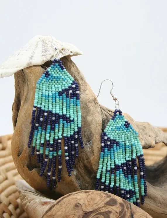 Handmade Beaded Earring Tassel Flower Branch Originality Bohemia Hand knitting Design  Fashion Simple Beaded earrings