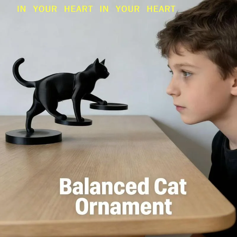 【X】3D Printed Cat Sculpture Leaping Modern Decor Minimalist Desk Ornament for Living Room Bookcase Display