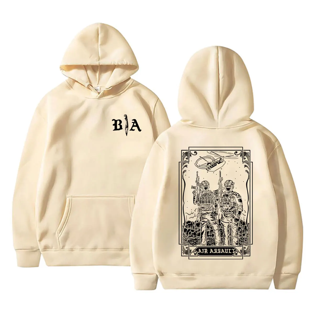 Brothers in Arms Air Assault Grafik-Hoodie für Herren und Damen, lässiger, übergroßer Pullover, modischer Vintage-Kapuzen-Trainingsanzug für Herren – Detail 7