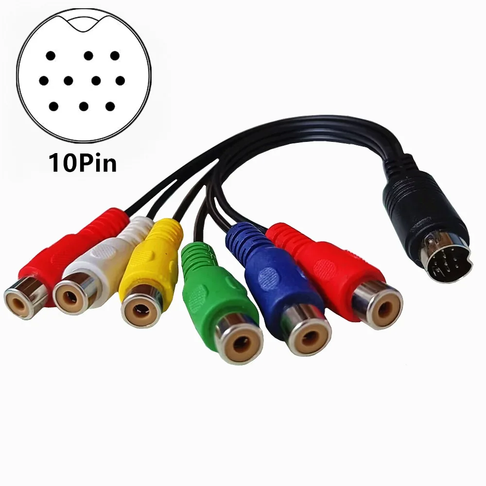 S-Video 10Pin to 6RCA Female S Terminal Cable Red, White, Yellow, Red, Green, Blue Lotus Audio And Video Component Cable