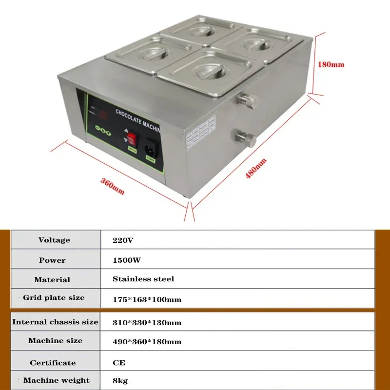 1500W Water-Proof Heating Heat Preservation Machine Desktop Small Chocolate Melting Machine