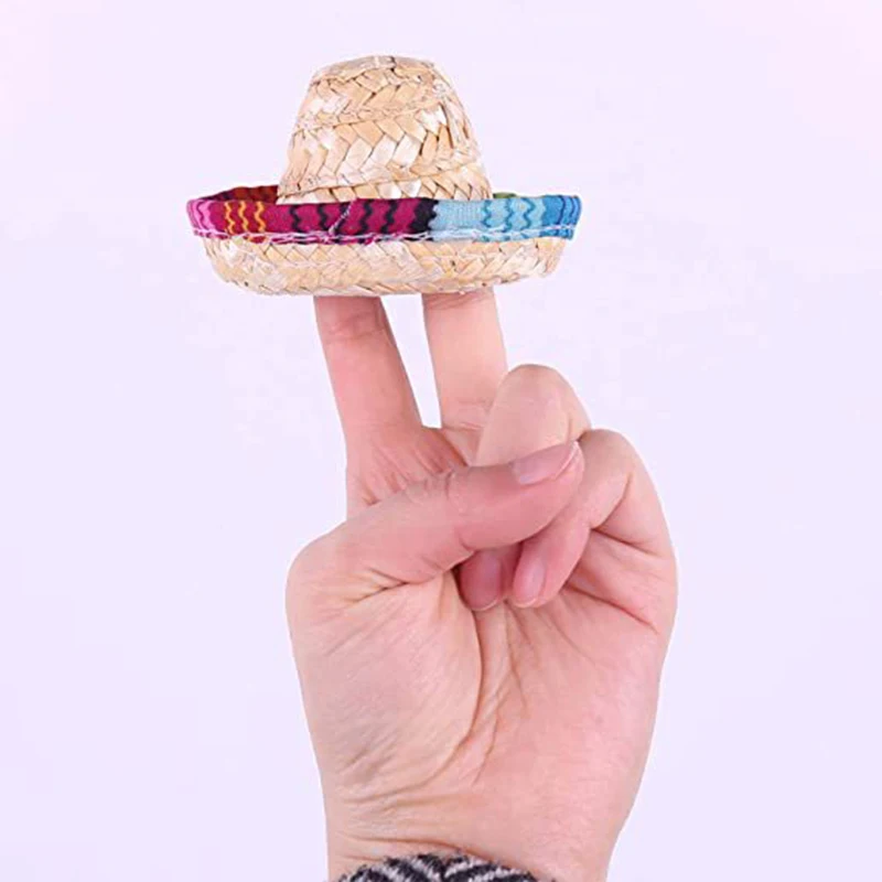 Straw Hat Wine Bottle Toppers Mini Mexican Wine Bottle Hat Kitchenware Cute Wedding Party Home Table Decoration Doll Accessories