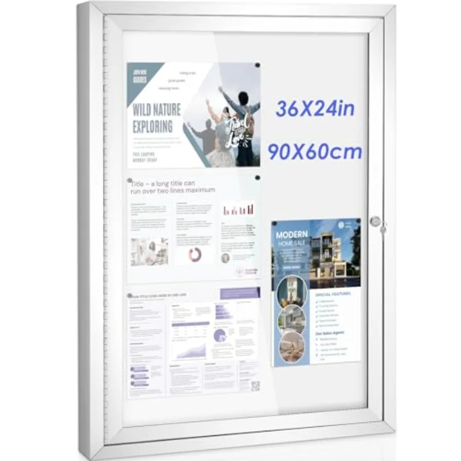 

Уличная панель для объявлений, всепогодная, 36x24 дюйма, закрытая, белая, с замком, для сообщений, для офиса, школы, сообщества, коммерции, категория А