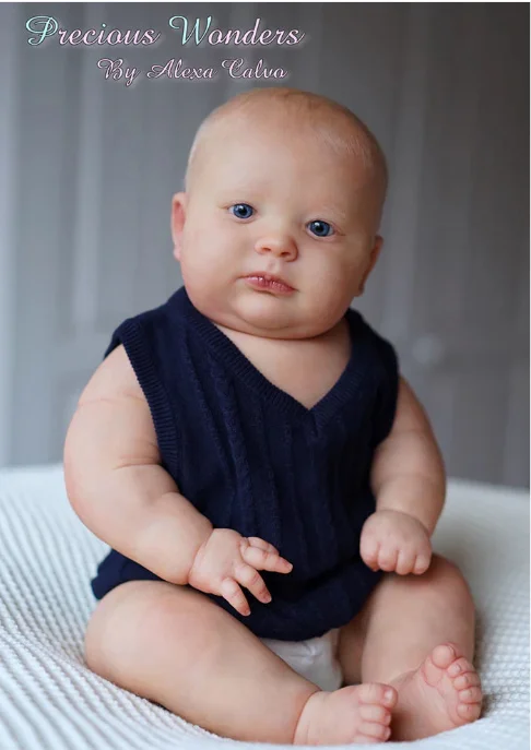 St.Store 23Inch Reborn Doll Kit Lifelike 3 Month Toddler Awake without COA Vinyl Unpainted Unfinished Doll Parts Blank Doll Kit