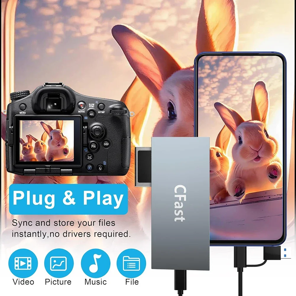 Lettore di schede CFast Leggi 6 schede Lettore di schede USB contemporaneamente Adattatore per scheda di memoria CFast da 5 Gbps per scheda CFast/CF/MS/SD/TF/XD