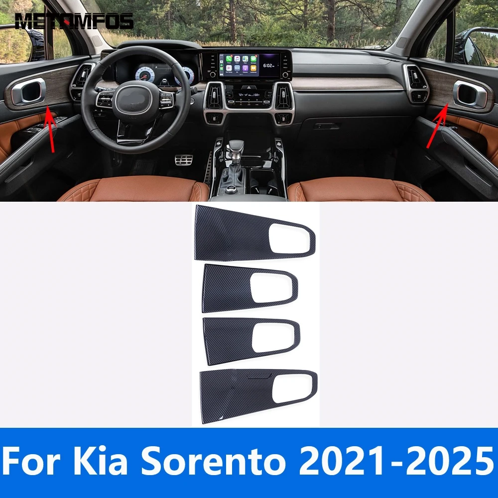

For Kia Sorento MQ4 2021-2023 2024 2025 Carbon Fiber Inside Door Handle Bowl Cover Trim Sticker Interior Accessories Car Styling