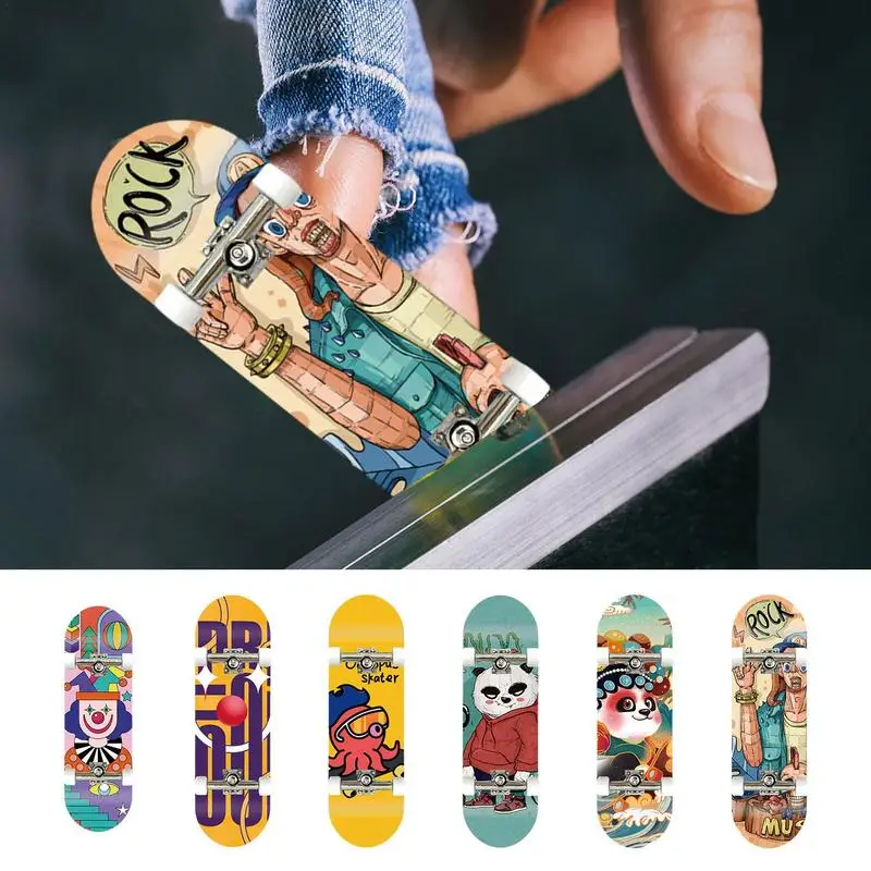 Mini Finger Skateboard Toy Double Side Pattern Professional Stents Fingers Skate Novelty Mini Finger Skateboards Children Gift