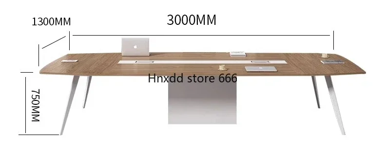 Simple and modern large conference table, chair and bench combination