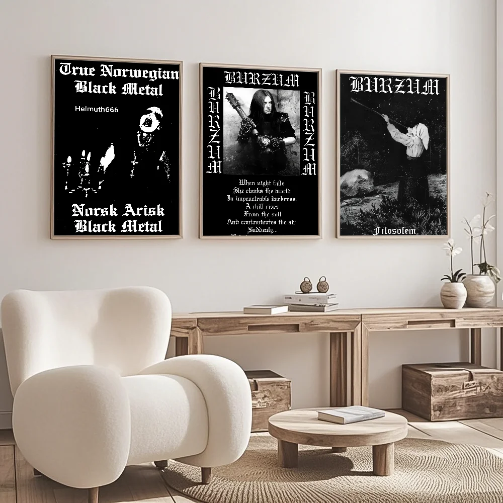 1PC Music Black Burzum Filosofem Poster Waterproof Wall Art Sticker For Bar Living Room Vintage Decor High Quality Print Gift