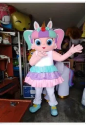 Adulto bonito de luxo unicórnio boneca menina mascote traje natal fantasia vestido halloween mascote traje navio livre