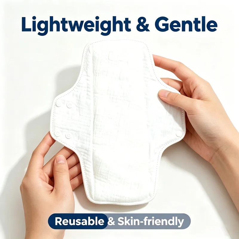 Washable Reusable Cotton Gauze Sanitary Pads Breathable Leakproof Comfortable Menstrual Pads For Women Teens