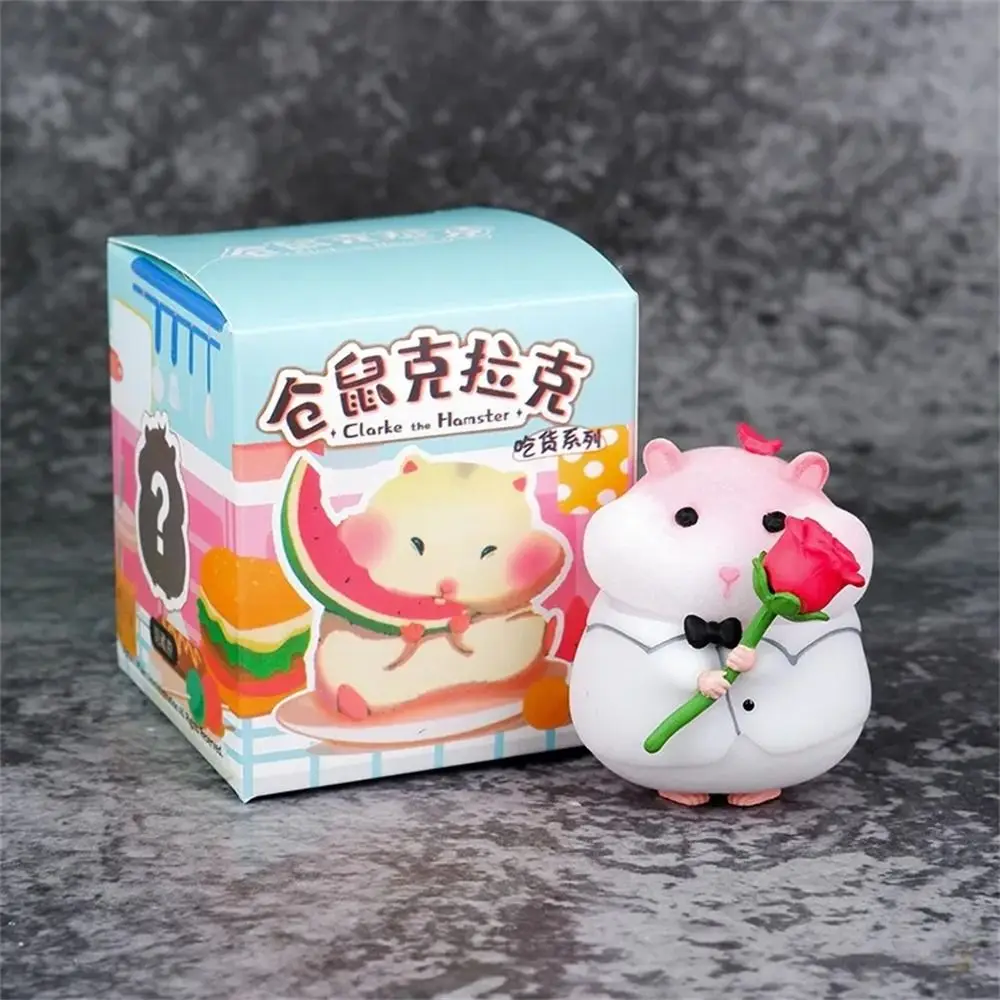 Foodie Series Hamster Clarke Figures Flocking Mouse Small Animals Gourmet Hamster Figures Model Toys Cute