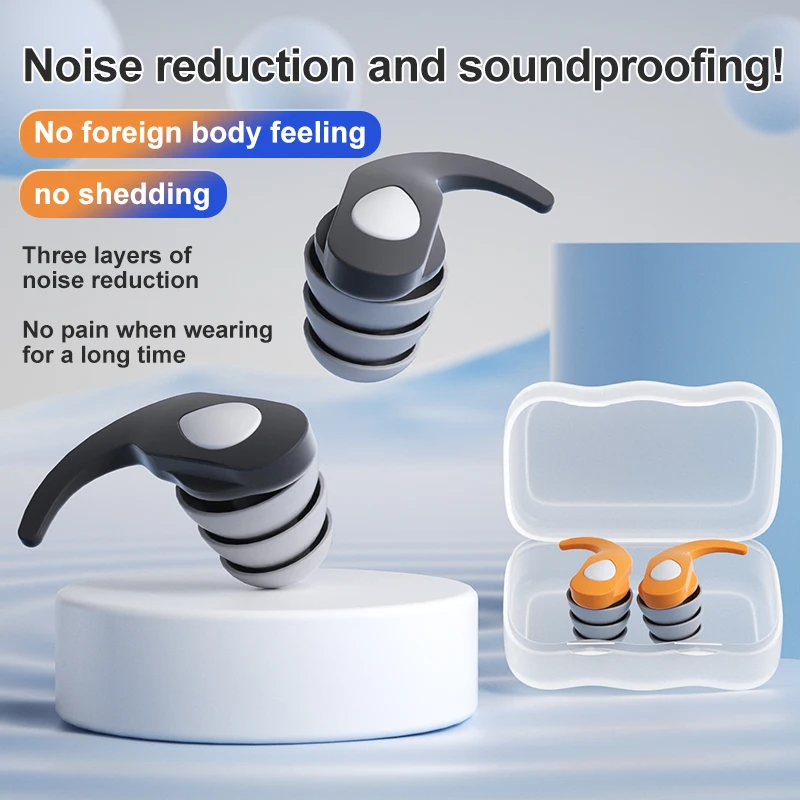 Reusable Silicone Anti-Noise Ear Plugs Waterproof Soundproof Ear Protection for Travel Work Sleep and Swimming