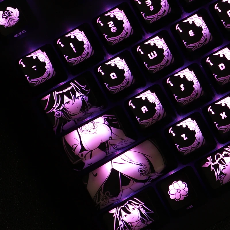 1 Set Genshin Impact Yae Miko Anime Backlit Keycaps PC Coating For Logitech G610 Razer BlackWidow Huntsman Corsair K70 Key Caps