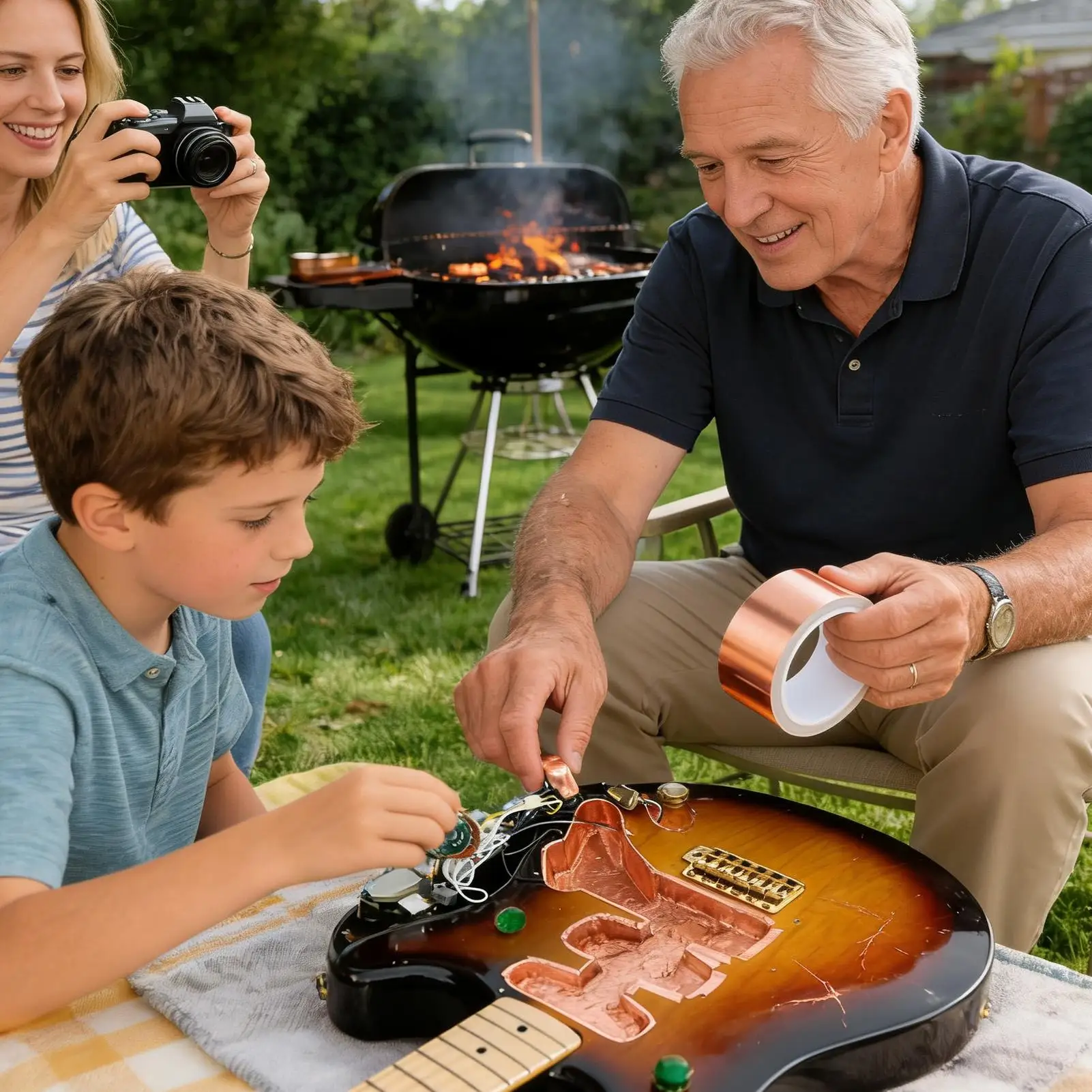 شريط حماية نحاسي للقيثارات يحجب شريط نحاسي لاصق موصل لحام كهربائي لحرف الجيتار