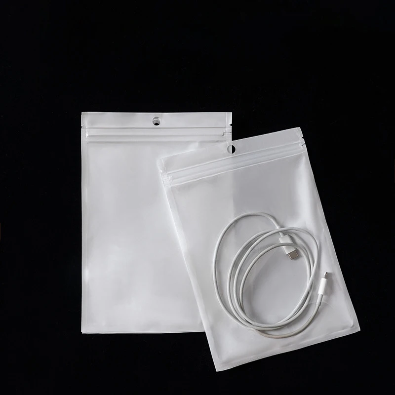 TETP 100Pcs Ziplock Bag With Hand Hole Data Cable Protective Case Spare Parts Packing Storage Wholesale For Samll Business