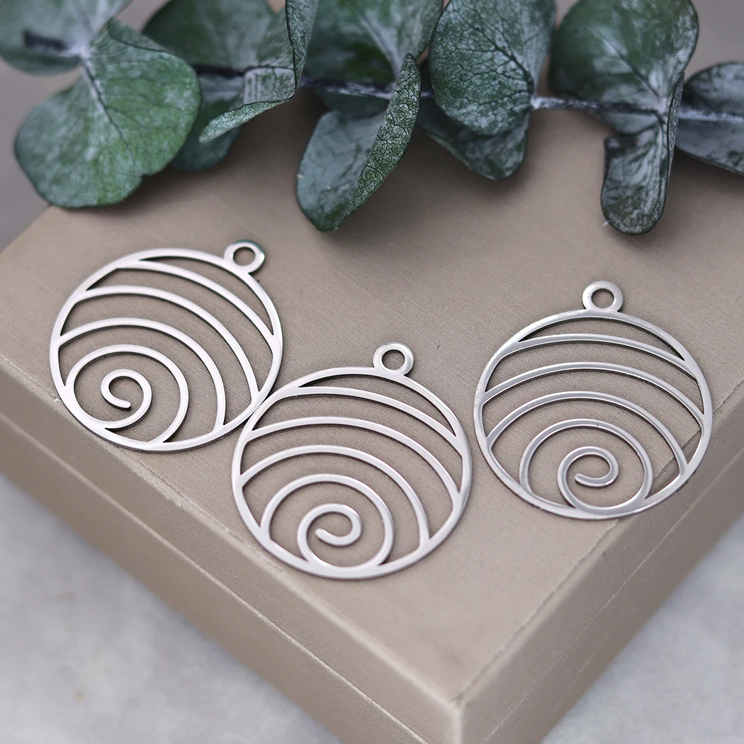 3pcs Owl Charms Diy Earrings Necklace Bracelet Stainless Steel Maple Leaves Feather Conch Round Circle Charms For Jewelry Making