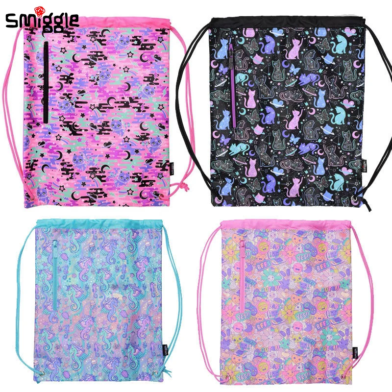 

New Genuine Australian Smiggle Band Pocket Children's Large Capacity Tutorial Bag With Drawstring Bag Students Blue Ball Bag