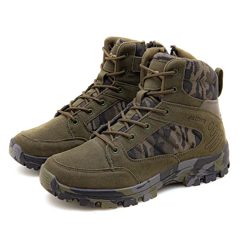 

2025 New Autumn and Winter Hiking Boots Men's Desert Combat Boots Tactical Work Shoes Outdoor Hiking Anti Slip Sports Men Boots