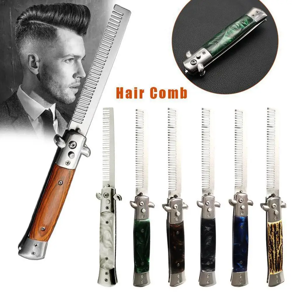 Automatic Steel Combs Foldable Knife Brushes Hair Trimmer butterfly Brush Knife Pocket Accessories Comb Mens O4R3