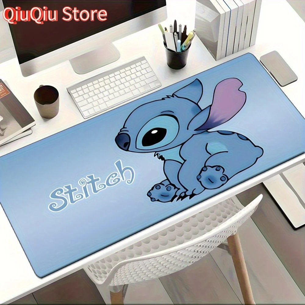 

Stitch Blue Character Large Office Keyboard Mat - Non-Slip Rubber Mouse Pad with Cute Cartoon Design, Perfect for Computers and