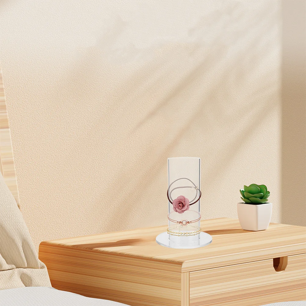 

Прозрачный акриловый держатель для резинок для волос, компактный прочный резинка для волос, дисплей для ювелирных изделий, браслет, повязка на голову, подставка, держатель для резинок для волос