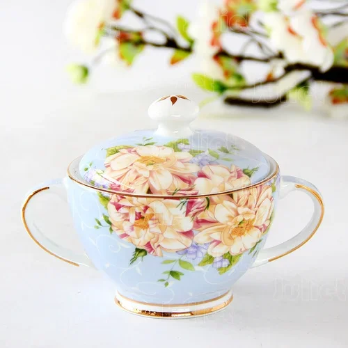 European Style Milk Pot Sugar Jar Ceramic Espresso Cup Restaurant Household Design Cappuccino Cup Milk Jug Flower Pattern Crafts