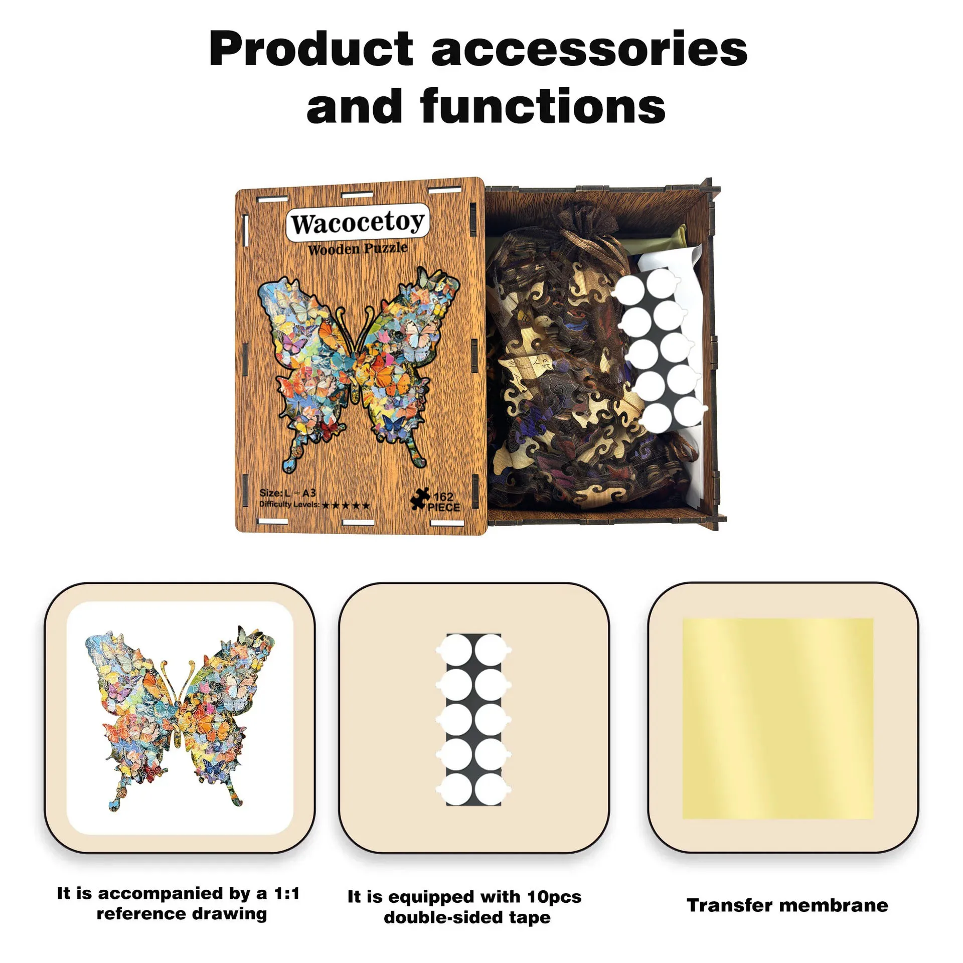 118/162 Uds. Rompecabezas de madera con forma Irregular de mariposa, juego para aliviar el estrés, regalos de cumpleaños y Navidad, juguetes educativos divertidos