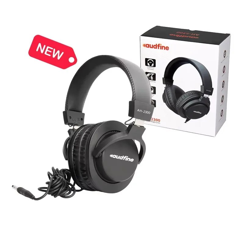 Audfine AH2300 Studio Monitor Over-Ear Headphones 50mm Neodymium Drivers Noise Cancelling HiFi Wired for Mixing DJ